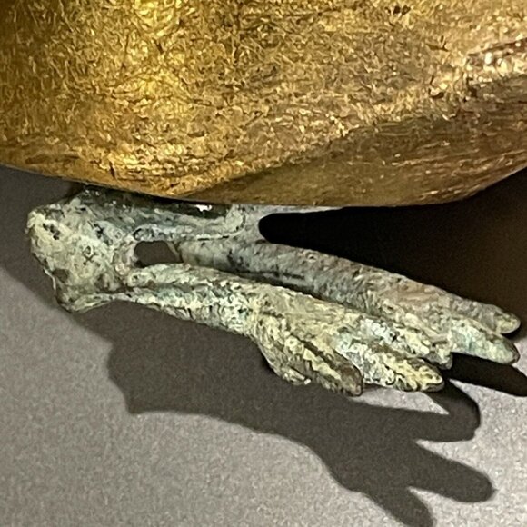 Antique Egyptian Thoth As Ibis Bronze & Wood Gold Leaf Gilt Bird Figurine Estate - Picture 11 of 16